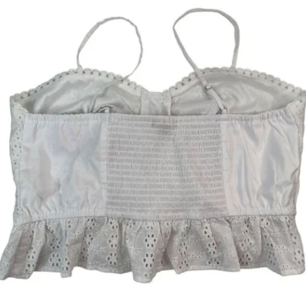 Strappy Lace Up Eyelet Peplum Crop Top - Picture 3 of 3